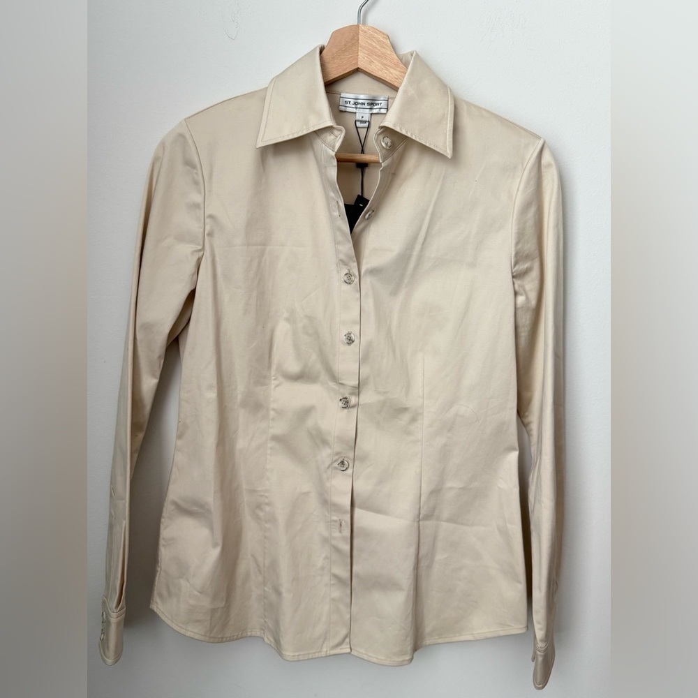 St. John Sport Beige Button Down Shirt, Size P